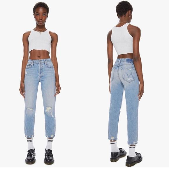 Mother Denim Tomcat Ankle Jeans in Confession Wash | High Waist Distressed | 25 - Picture 14 of 16